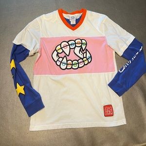 Salem7 Stargirl White & Blue 2fer Long Sleeve T-Shirt size M EUC